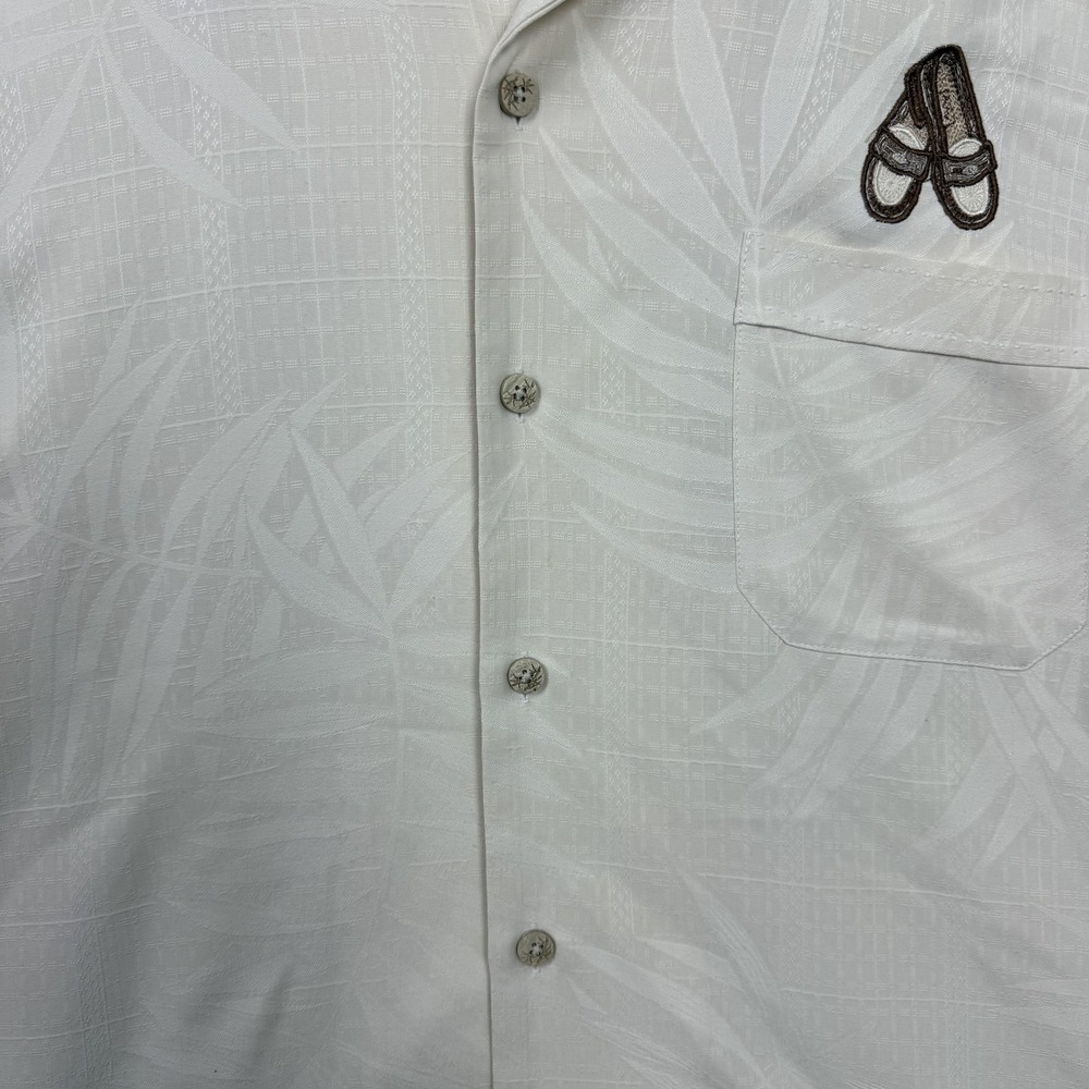 Tommy Bahama Shirt Mens Large White Floral Short Sleeve Button Up Hawaiian - Picture 4 of 15